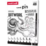 Uni pin sada Dotwork dárkový box 8 linerů + shalaku mikrotužka mix barev – Zboží Dáma