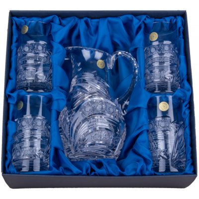 ONTE CRYSTAL Džbán se sklenicemi na vodu 350 ml Kometa Varianty setu: Džbán + 4 skleničky – Sleviste.cz