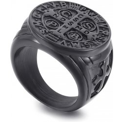 Royal Fashion pánský černý prsten Kříž KR107709 WGDM