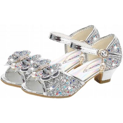 Lesklé střevíčky sandálky stříbrná – Zboží Dáma