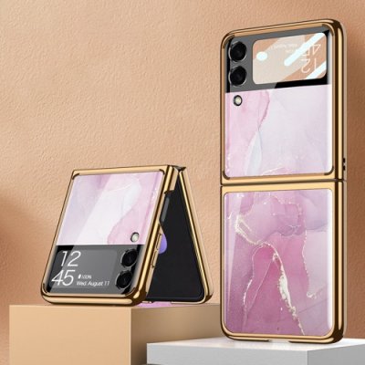 Pouzdro GKK GLASS Ochranné Samsung Galaxy Z Flip 3 5G PINK MARBLE