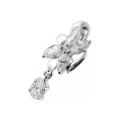 Šperky4U stříbrný piercing do pupíku se štítem obrácený BP01281-C