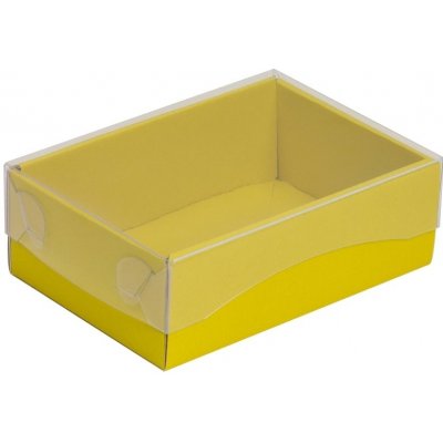 Dárková krabička s průhledným víkem 150x100x50/35 mm, žlutá – Zboží Mobilmania