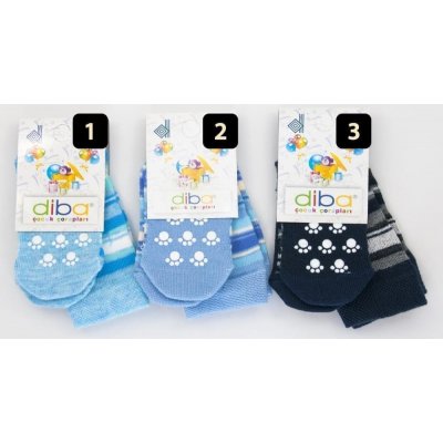 Diba Kojenecké ponožky s protiskluzem FROTÉ PROUŽKOVANÉ modré – Sleviste.cz