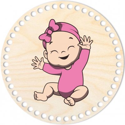 Chráněná dílna Dřevěný svět Dno, víko, kruh 20 cm, Miminko holčička – Hledejceny.cz