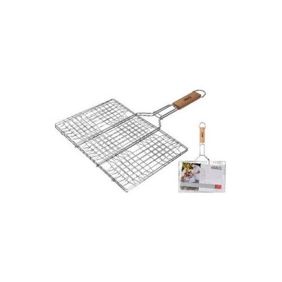 mřížka opékací hranatá 34x23cm, délka 48cm, BBQ dřev.rukojeť – Zboží Mobilmania