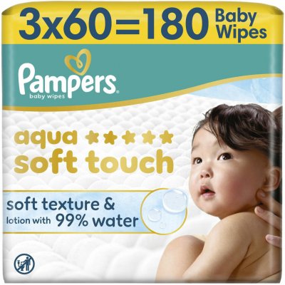 Pampers Dětské čisticí ubrousky, Aqua Soft Touch Baby 3 x 60 ks – Hledejceny.cz