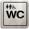 Piktogram ACCEPT Piktogram WC ženy, muži, invalidé - stříbrná tabulka - černý tisk