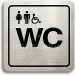 ACCEPT Piktogram WC ženy, muži, invalidé - stříbrná tabulka - černý tisk – HobbyKompas.cz