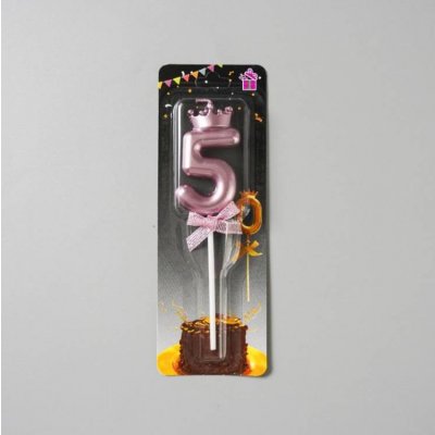 Dortisimo Svíčka růžovo-zlatá s korunkou číslo 5 – Hledejceny.cz