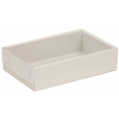 Dárková krabička s průhledným víkem 200x125x50/35 mm, šedá – Zboží Mobilmania