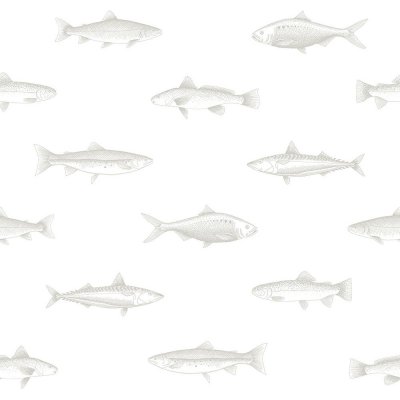 Esta Home 138966 Vliesová tapeta bílá se stříbrnými rybami rozměry 0,53 x 10,05 m – Zbozi.Blesk.cz