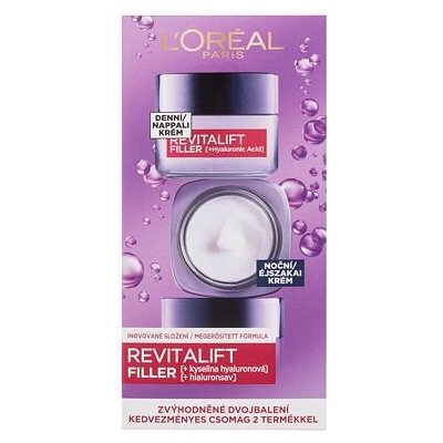 L'Oréal Paris Revitalift Filler HA Duo Set : denní pleťový krém Revitalift Filler HA 50 ml + noční pleťový krém Revitalift Filler HA 50 ml – Sleviste.cz