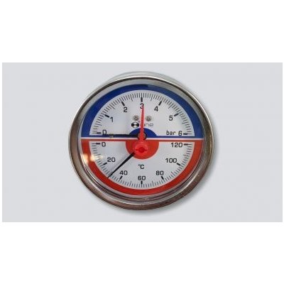 H-LINE termomanometr se zadním napojením 0 - 120°C 0 - 4 BAR D=80 mm – HobbyKompas.cz