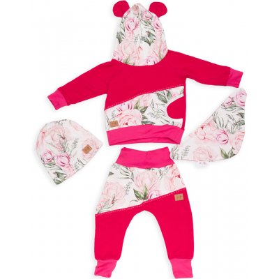 Dívčí tepláková souprava květiny růžové nákrčník – Zboží Dáma