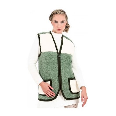 Ovčí věci vesta z ovčí vlny Alpen zip dvoubarevná zelená – Zboží Mobilmania