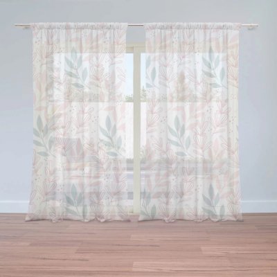 Záclony Růžové a modré lístky : 2 ks - 150x250 cm - Sablio – Hledejceny.cz