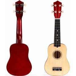 ECOTOYS Dřevěné ukulele kytara pro děti 4 struny nylon