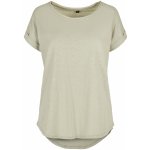 Build Your Brand tričko slub s prodlouženým zadním dílem Soft Salvia – Zboží Dáma