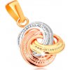 Přívěsky Šperky eshop Přívěsek ze 14K zlata trojbarevné propojené kroužky s gravírováním GG160.20