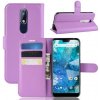 Pouzdro Litchi PU kožené peněženkové Nokia 7.1 - fialové