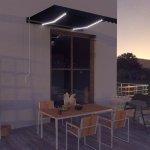 vidaXL Ručně zatahovací markýza s LED světlem 300 x 250 cm antracitová – Sleviste.cz