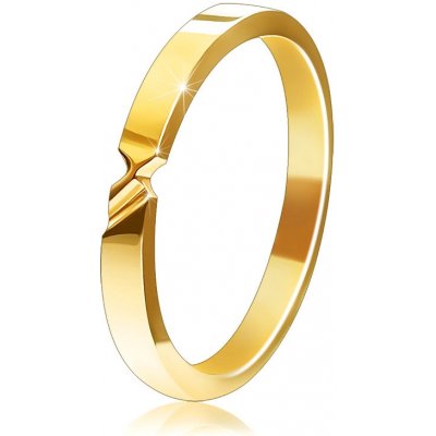 Šperky Eshop Zlatá obroučka prsten se dvěma zářezy a hladkými rameny S3GG248.79 – Zboží Mobilmania
