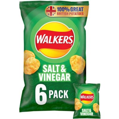 Walkers bramborové chipsy s příchutí soli a octa 6 x 25 g – Hledejceny.cz