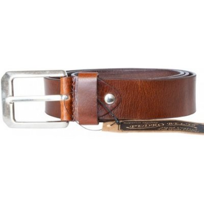 Hnědý hladký pevný kožený opasek FLW – Zboží Mobilmania