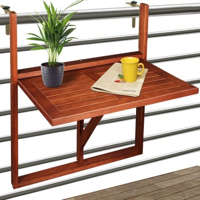 Casaria 102331 Závěsný balkonový stolek, akátové dřevo 65x45x87cm, certifikát FSC®- sklápěcí – Zboží Dáma