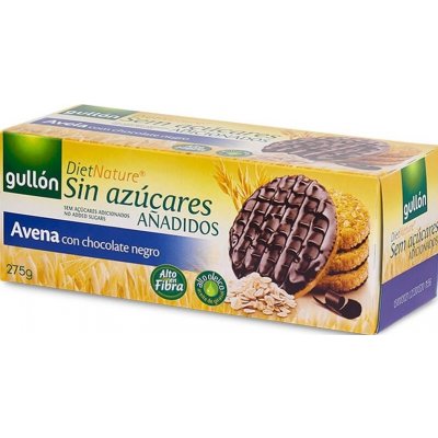 Gullón Ovesné sušenky polomáčené v tmavě čokoládové polevě bez cukru 275 g – Zboží Mobilmania