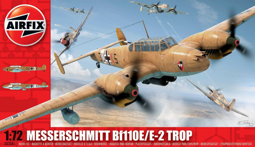 Airfix Classic Kit letadlo A03081 Messerschmitt Bf110E2 Trop 1:72