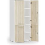 Primo White Kancelářská policová skříň , půlené dveře, 800 x 500 x 1781 mm, bílá/dub přírodní – Hledejceny.cz