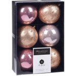 Koopman International b.v. Vánoční koule sada 6 ks odstíny růžové prům. 80 mm mix lesklá matná dekor. – Zboží Dáma