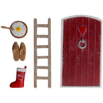 Det Gamle Apotek Dekorativní dvířka pro vánoční skřítky Nisse Door Red set 5 ks červená barva plast pryskyřice – Zboží Mobilmania