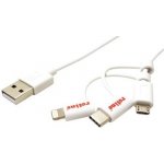Roline 11.02.8329 USB 2.0 kabel USB A(M) - microUSB B(M), s redukcí na USB C a Apple Lightning, bílý, 1m – Sleviste.cz