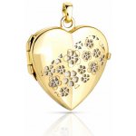 Lillian Vassago Zlatý přívěsek medailonek srdce s květinami LLV22 GP093 – Zboží Mobilmania