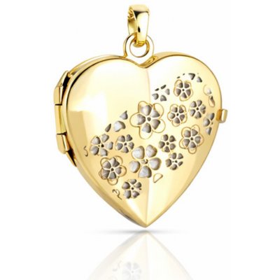 Lillian Vassago Zlatý přívěsek medailonek srdce s květinami LLV22 GP093 – Zboží Mobilmania