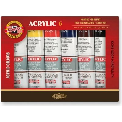 akrylové barvy Koh-i-noor 40ml sada 6ks – Hledejceny.cz