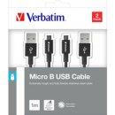 usb kabel Verbatim 48874 USB/micro USB, 1m + 1m, černý