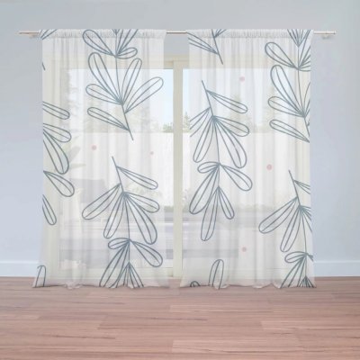 Záclony Modré lístky: 2 ks - 150x250 cm - Sablio – Hledejceny.cz