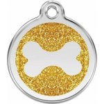 Red Dingo známka Bone Glitter Gold Kost zlatá třpytivá M 30 mm – Hledejceny.cz