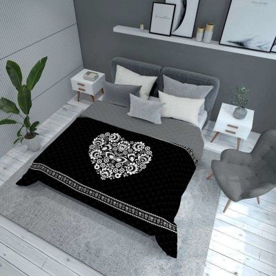 Detexpol přehoz na postel Srdce černá 170 x 210 cm – Zboží Mobilmania