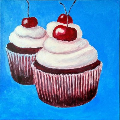 Libuše Kučerová, Cupcake - Sladké pokušení, Malba na plátně, akrylové barvy, 40 x 40 cm