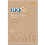 StickN KraftNotes 150 × 101 mm, 100 listů, linkovaný, samolepicí, přírodní, z recyklovaného papíru, blok na poznámky 21641 – Hledejceny.cz