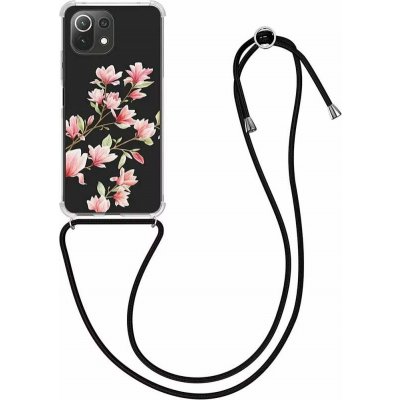 Pouzdro kwmobile Pevné silikonové Crossbody Xiaomi 11 Lite 5G NE / Xiaomi Mi 11 Lite s popruhem - Magnólie – Zboží Mobilmania