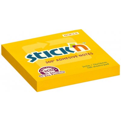 Stick´n Samolepicí bločky Stick´n by Hopax 360° - 76 x 76 mm / 100 lístků / oranžová – Hledejceny.cz