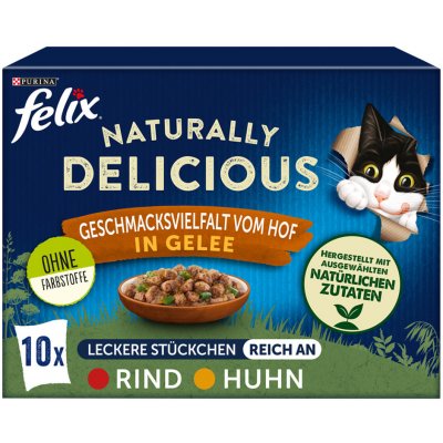 Felix Naturally Delicious hovězí a kuřecí 20 x 80 g