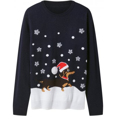 esmara Dámský vánoční svetr s LED efektem s hudbou navy modrá – Zboží Dáma