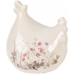 Clayre & Eef Béžová keramická slepička s lučními květy Flowers of Love 12*11*13 cm – Hledejceny.cz
